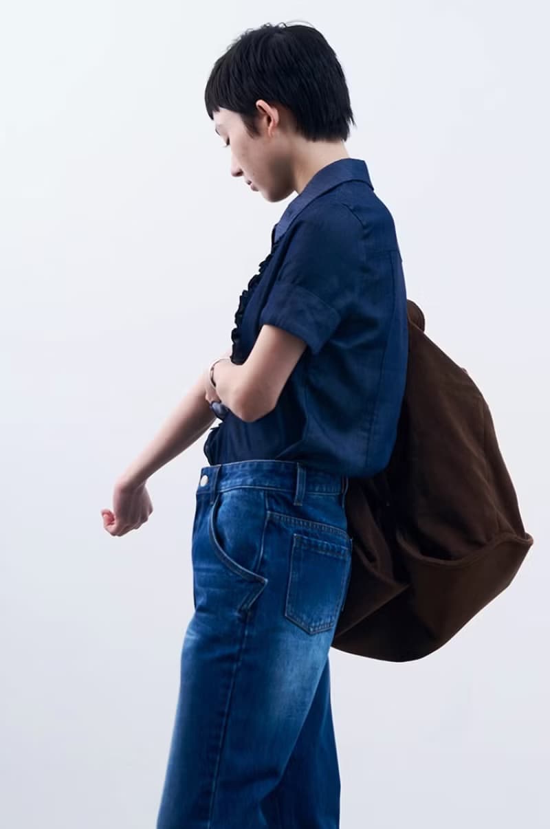 日系復古 木耳花邊牛仔短袖襯衫