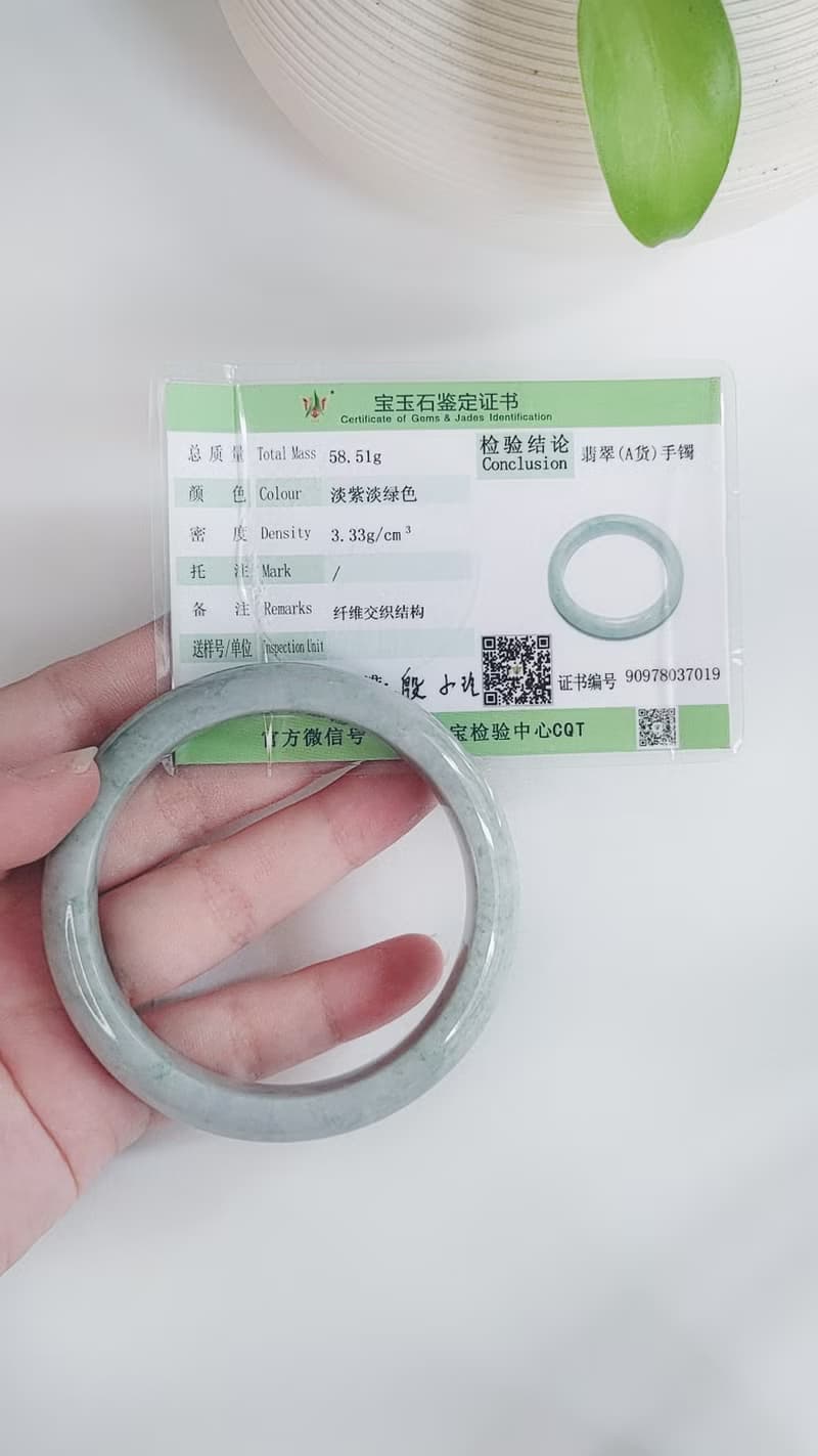 芒草庭園 | 糯種 /水綠飄花 /平安鐲 /手圍18.5  天然A貨翡翠玉鐲