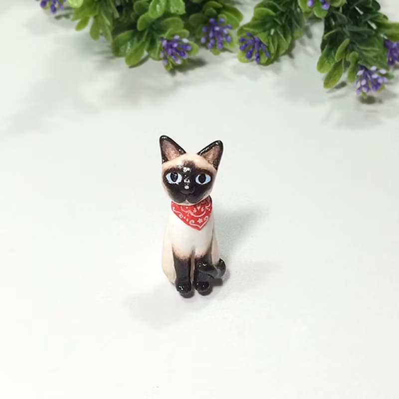 Siamese cat with red scarf brooch, Siamese cat pin, cat lover gifts