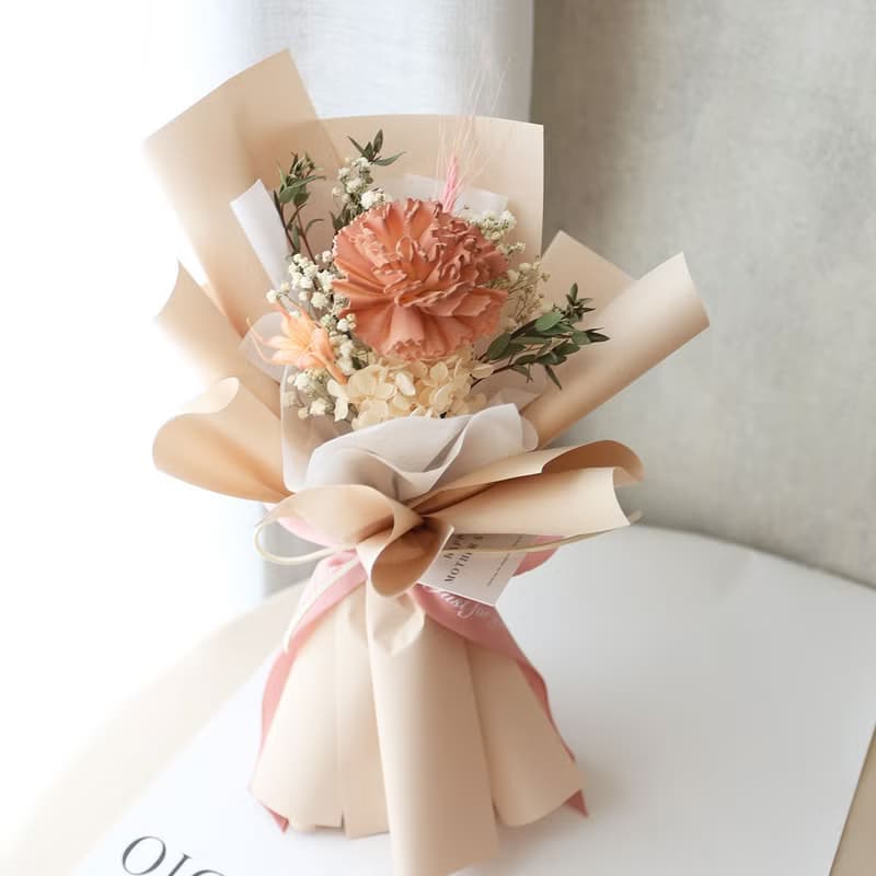 G05索拉康乃馨透明提袋花束 / 母親節花束 擴香康乃馨