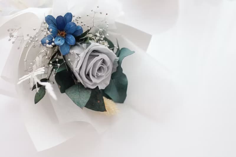 冷灰藍單朵永生玫瑰/情人節花束