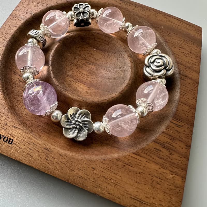 紫水晶、粉晶。原創手鍊。免運
