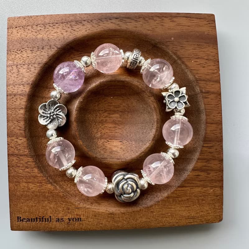 紫水晶、粉晶。原創手鍊。免運