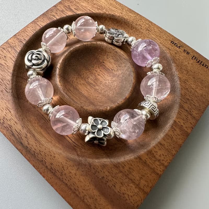 紫水晶、粉晶。原創手鍊。免運