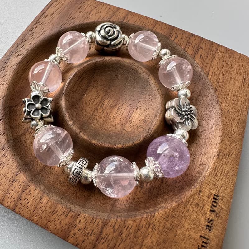 紫水晶、粉晶。原創手鍊。免運