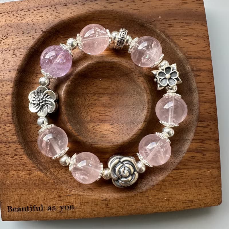 紫水晶、粉晶。原創手鍊。免運