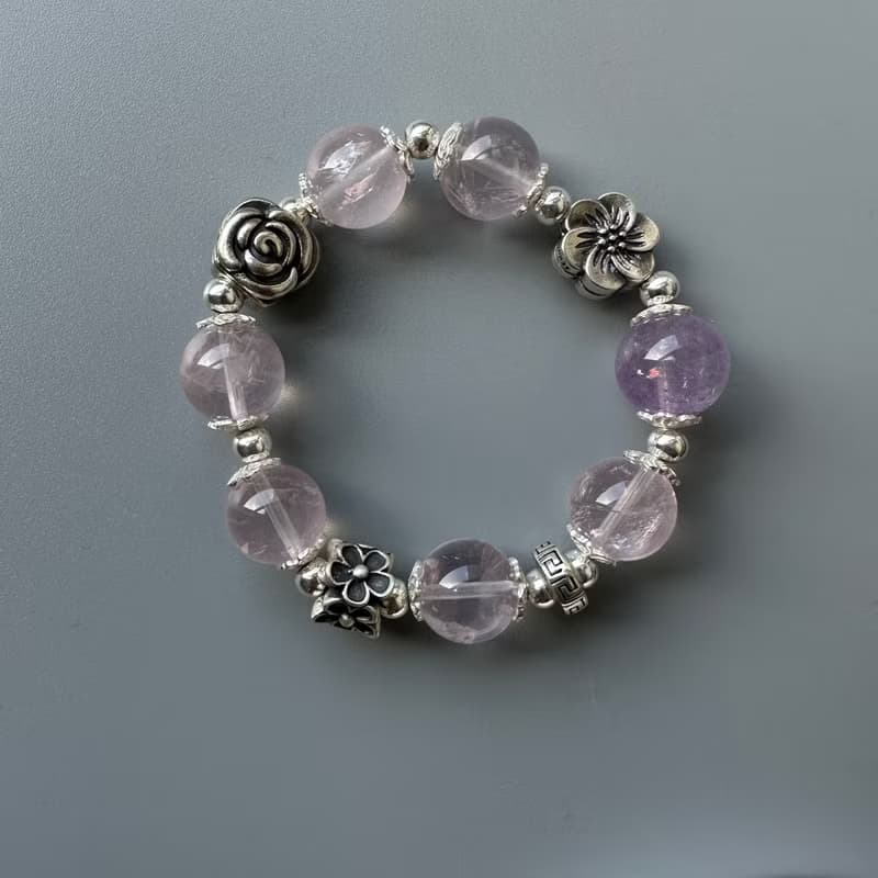 紫水晶、粉晶。原創手鍊。免運