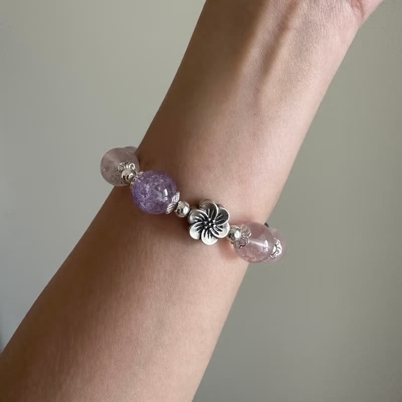 紫水晶、粉晶。原創手鍊。免運