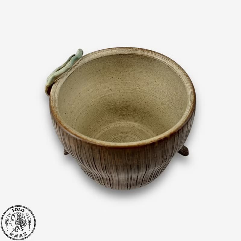 SOLO歐洲家居-手工台灣陶 藍花朵小女孩花器 12cm 花盆 擺件