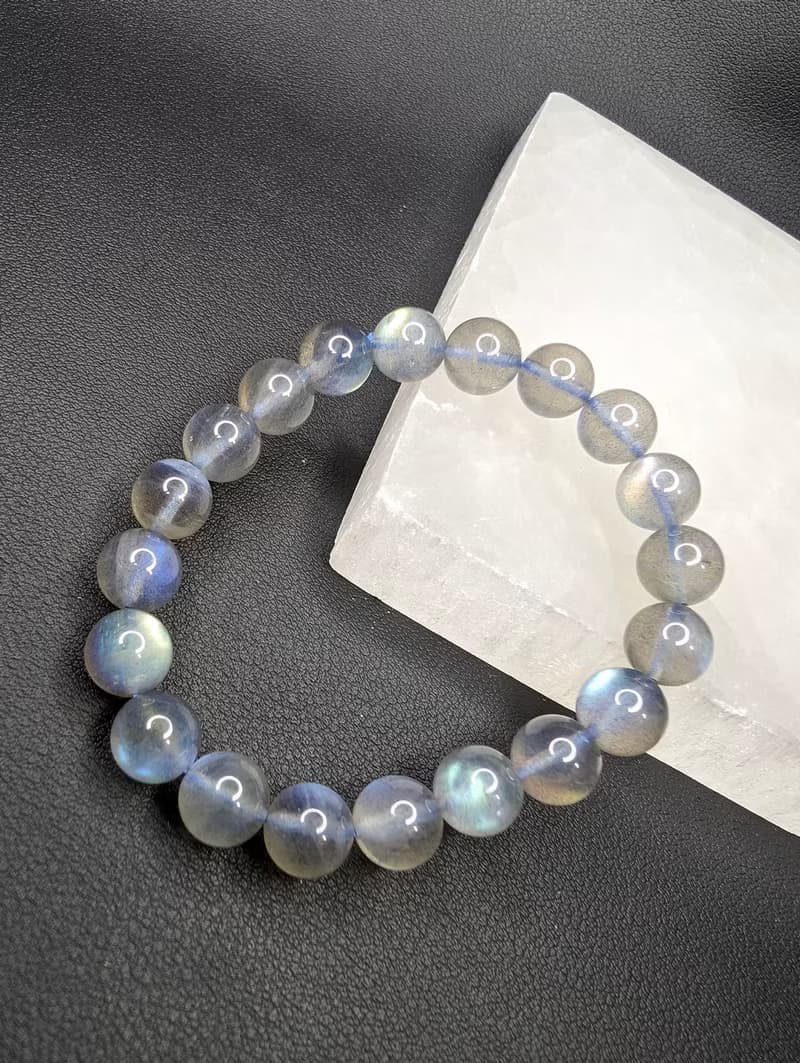 【訂製品】彩光 灰月光石 拉長石 手串 手鍊 天然水晶 7-9mm