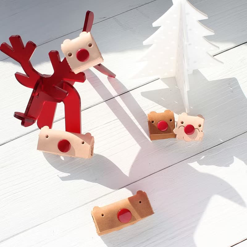 【聖誕禮物 交換禮物】Xmas Tinny 真皮革集線器 麋鹿4入