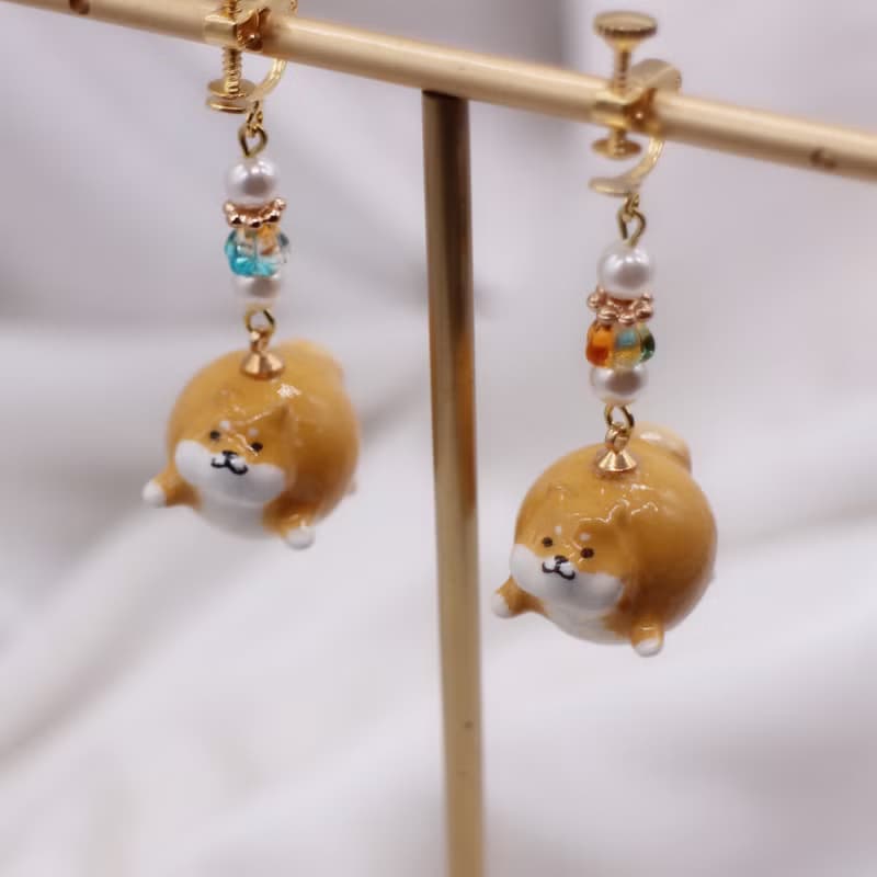 胖成球的貪吃黃柴 | 柴犬 耳勾可改耳夾