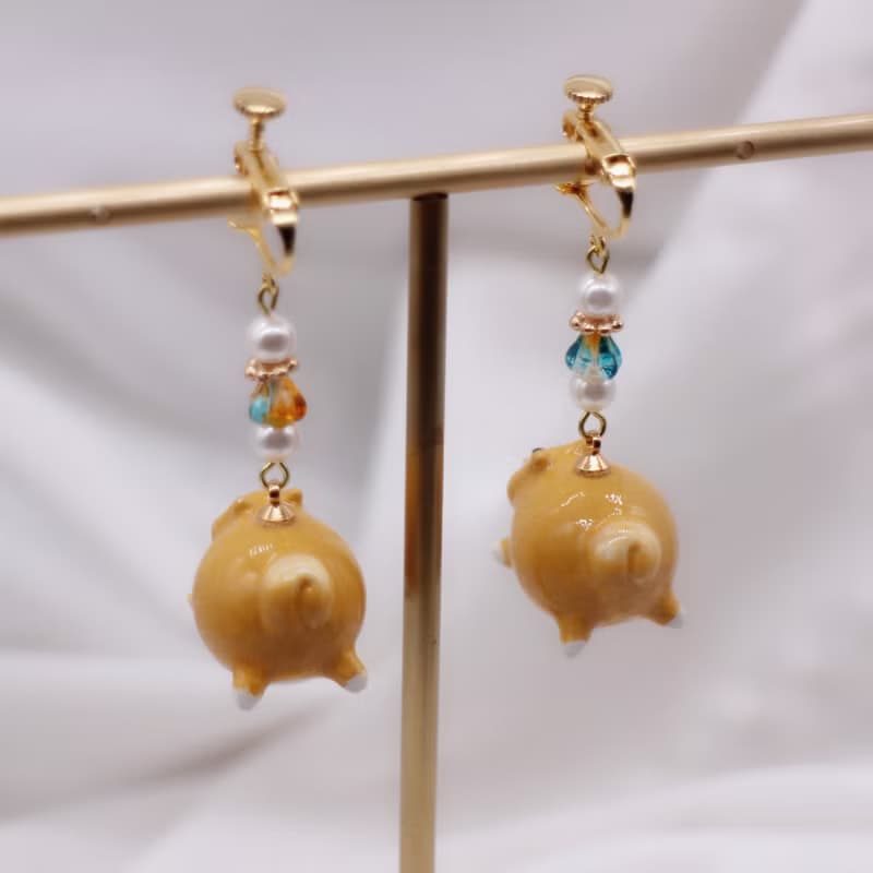 胖成球的貪吃黃柴 | 柴犬 耳勾可改耳夾