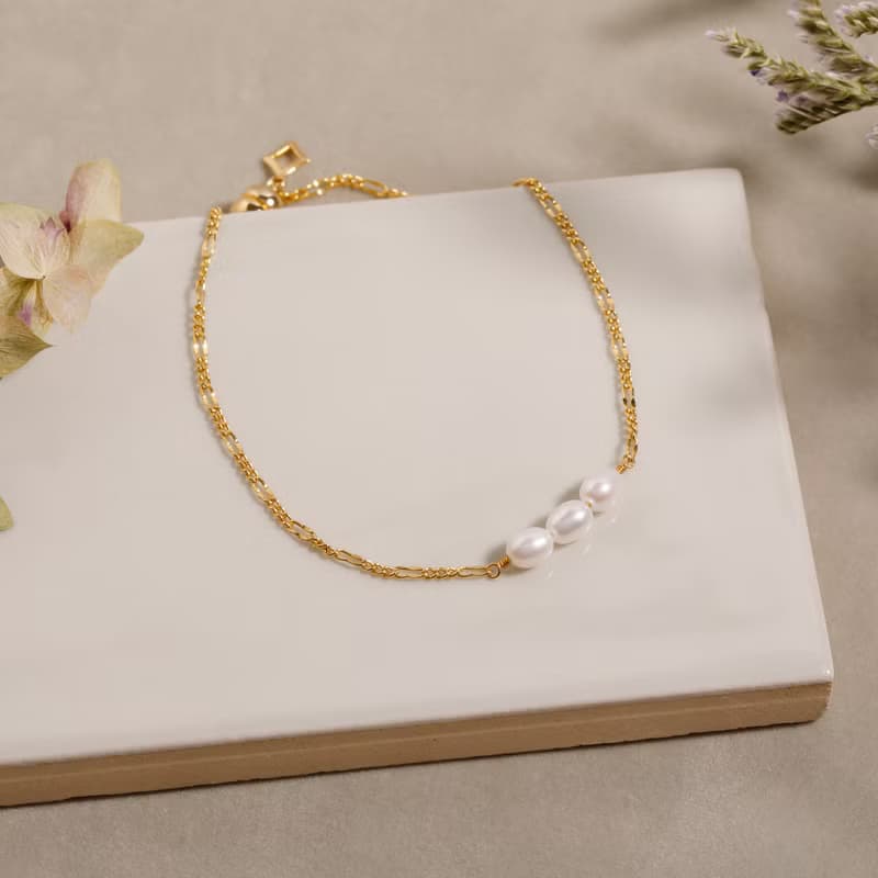 3 pearls magnet bracelet GD ニッケルフリーマグネットブレスレット　磁石で着脱簡単な淡水パールブレスレット　ゴールド