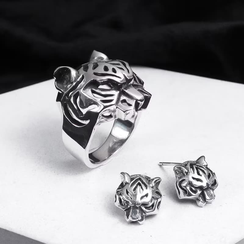 百獸之王 老虎銀戒 手工純銀戒指