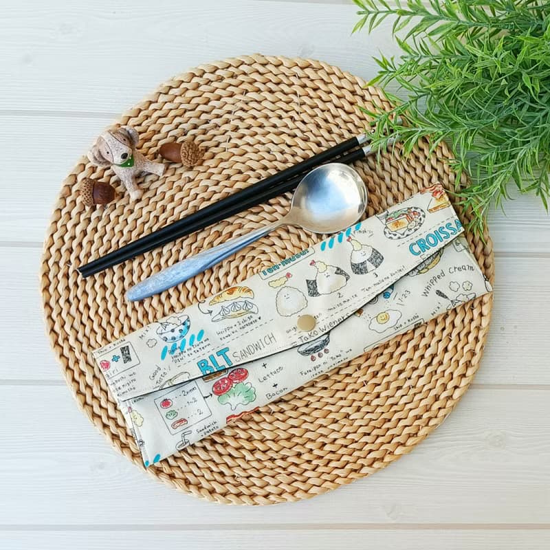 【兒童防水餐具袋】早餐食物 / 可展開清洗