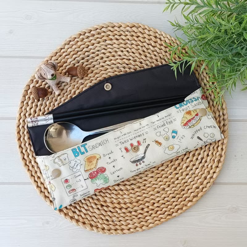 【兒童防水餐具袋】早餐食物 / 可展開清洗