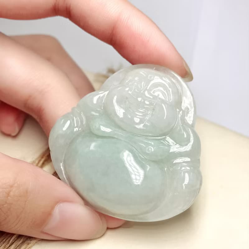淡綠翡翠彌勒佛 | 天然緬甸玉A貨翡翠 | 送禮