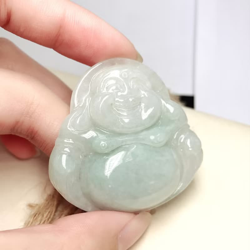 淡綠翡翠彌勒佛 | 天然緬甸玉A貨翡翠 | 送禮