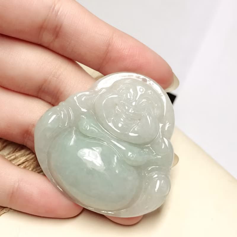 淡綠翡翠彌勒佛 | 天然緬甸玉A貨翡翠 | 送禮