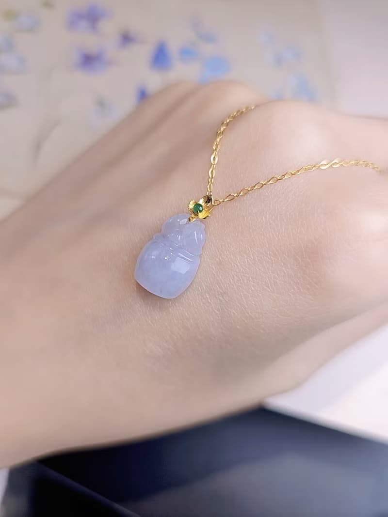 強力招財聚寶盆•貴人•桃花|純18k金冰粉紫吊墜|緬甸A貨翡翠