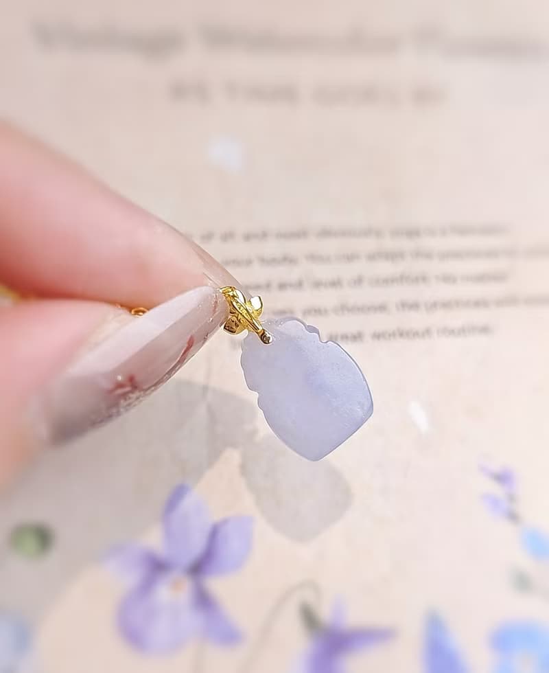 強力招財聚寶盆•貴人•桃花|純18k金冰粉紫吊墜|緬甸A貨翡翠