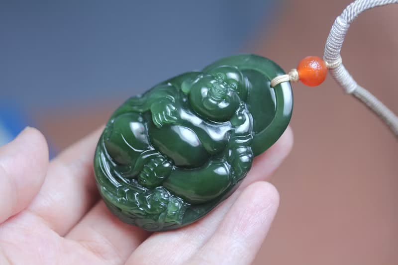 【彌勒佛】天然和田玉吊墜/大肚佛項鏈/笑口常開玉石掛件/手工