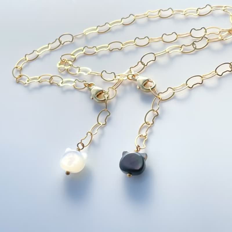 14kgf 貓咪手鍊 附貓咪貝殼吊飾 (黑蝶貝 或 白蝶貝)