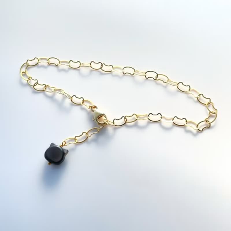 14kgf 貓咪手鍊 附貓咪貝殼吊飾 (黑蝶貝 或 白蝶貝)