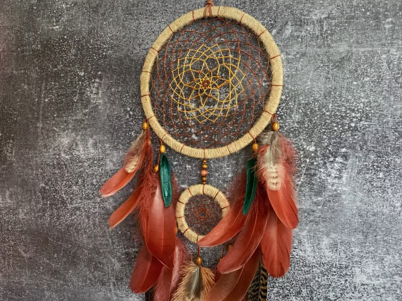 Large Natural Handmade Dreamcatcher  Brown Green  เครื่องดักฝันขนาดใหญ่