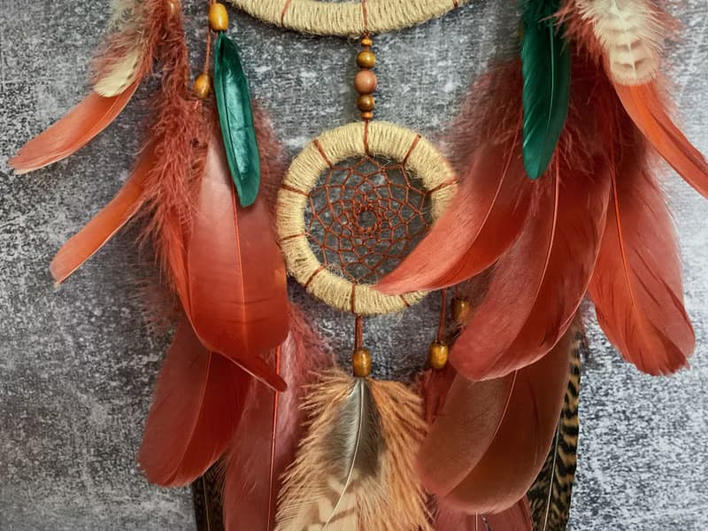 Large Natural Handmade Dreamcatcher  Brown Green  เครื่องดักฝันขนาดใหญ่