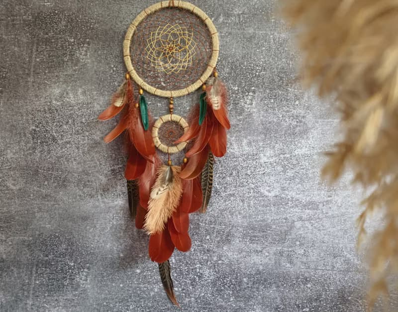 Large Natural Handmade Dreamcatcher  Brown Green  เครื่องดักฝันขนาดใหญ่