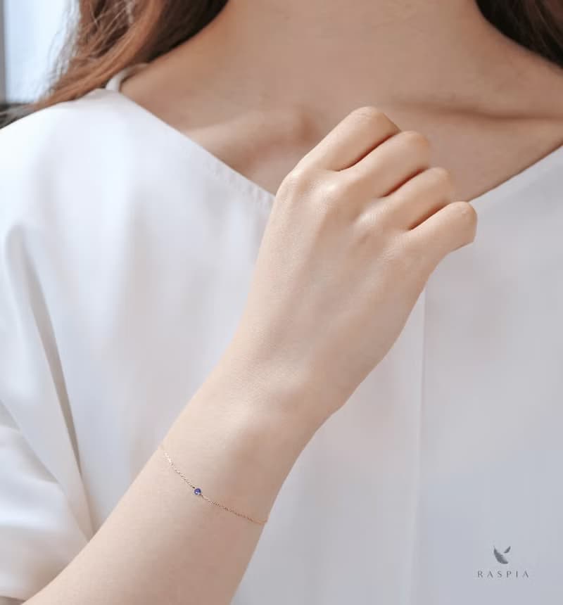 9月誕生石 K10 バイオレットブルーサファイアの一粒ブレスレット ~Petela~ (K18 変更可能)