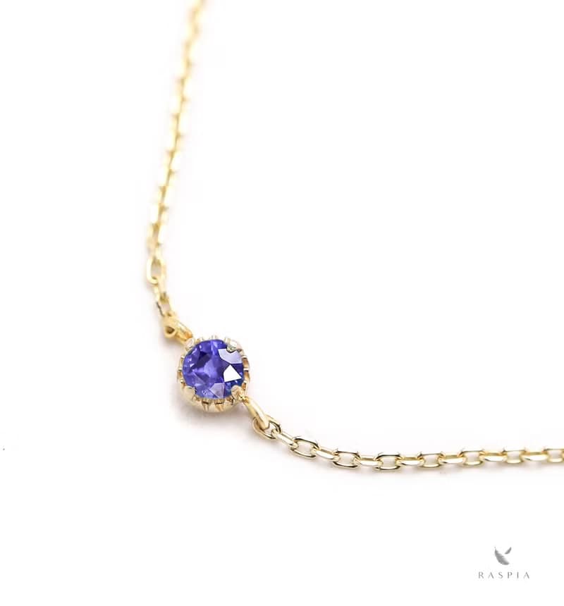 9月誕生石 K10 バイオレットブルーサファイアの一粒ブレスレット ~Petela~ (K18 変更可能)