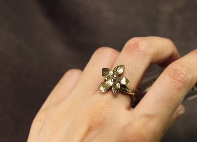 花系列-花瓣設計黃銅戒