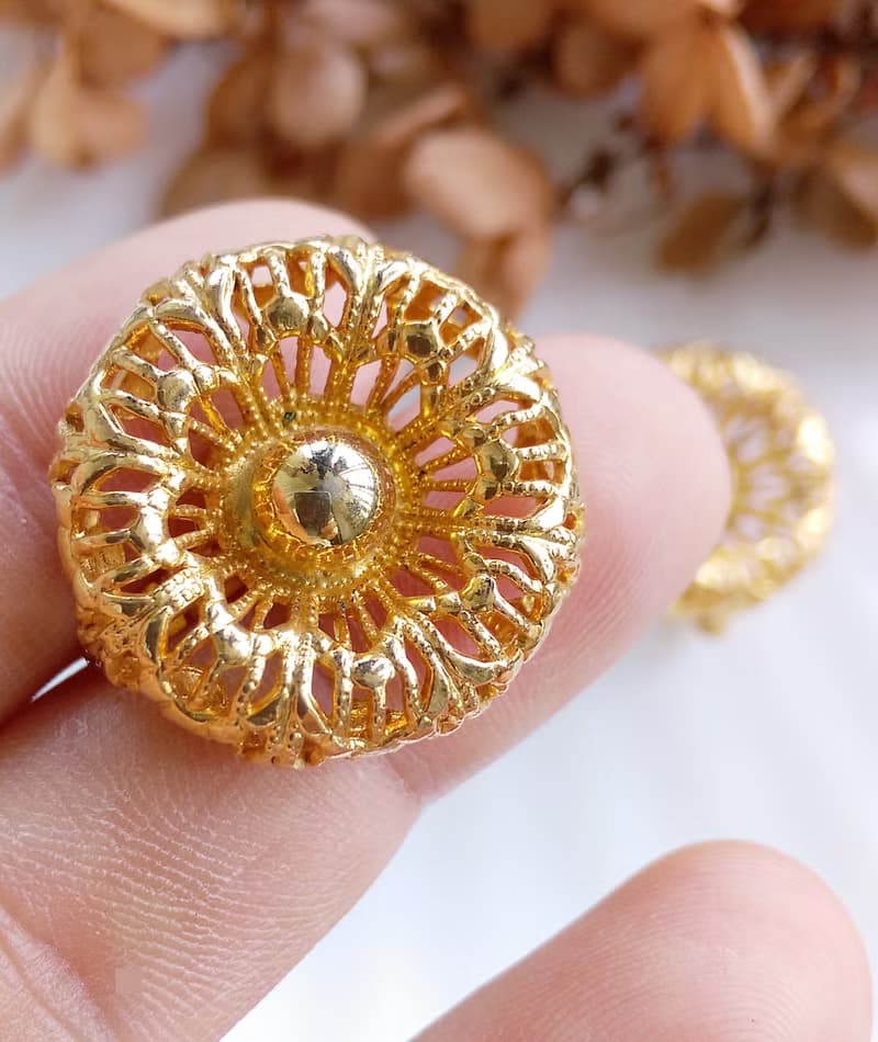 Vintage Jewelry 西洋古董飾品 精美 金色簍空花形 夾式耳環