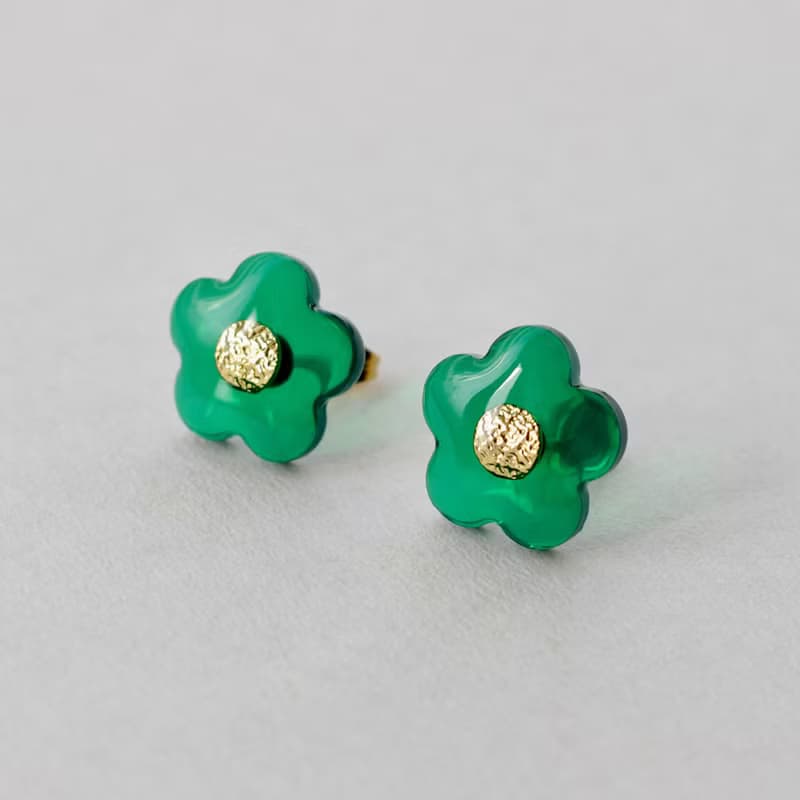 シンプルフラワー(エメラルドグリーン)ピアス/イヤリング