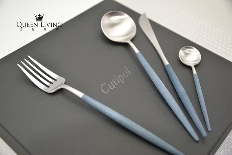 葡萄牙Cutipol GOA系列藍柄18cm點心匙