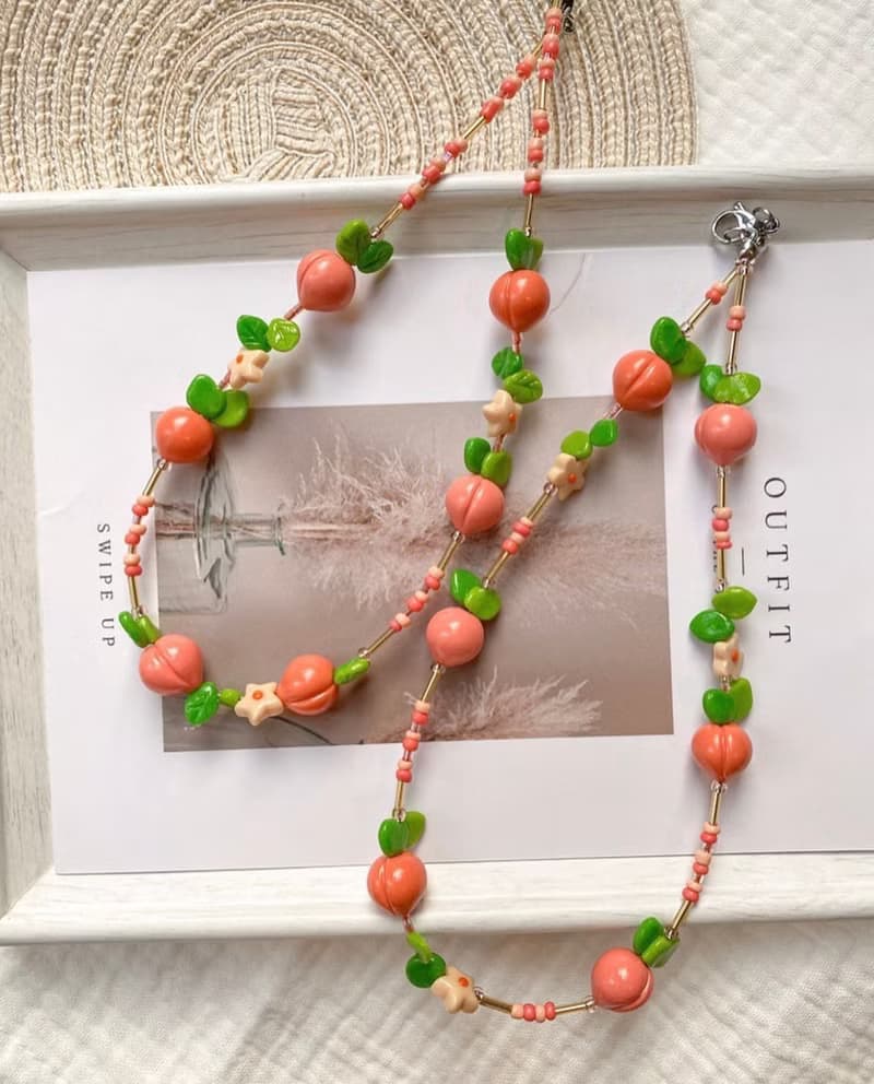 可愛小桃子項鍊 桃子項鍊 水果項鍊 可愛項鍊