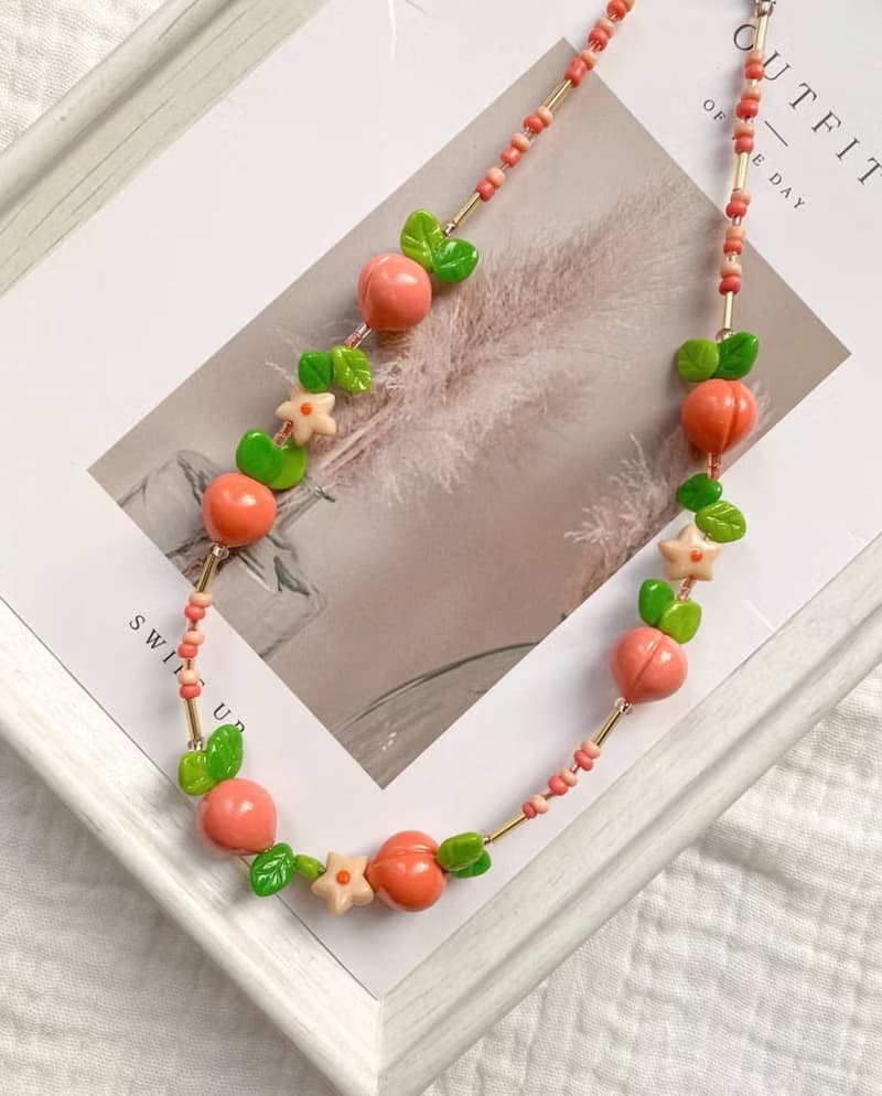 可愛小桃子項鍊 桃子項鍊 水果項鍊 可愛項鍊