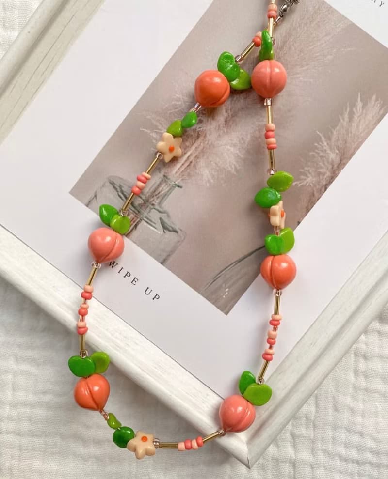 可愛小桃子項鍊 桃子項鍊 水果項鍊 可愛項鍊