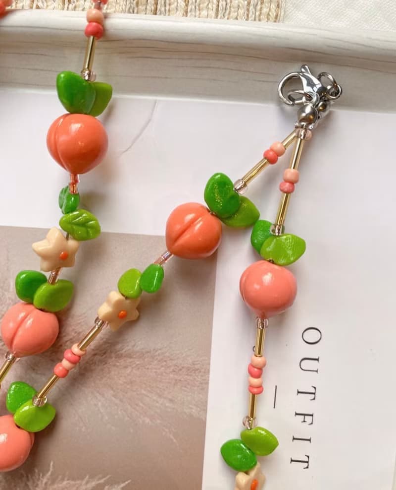 可愛小桃子項鍊 桃子項鍊 水果項鍊 可愛項鍊