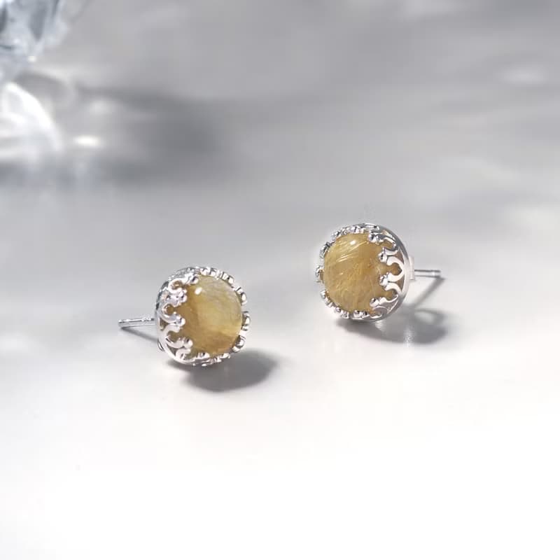 金絲縷 | 髮晶/金髮晶 / 水晶耳環 / 單件款 | 天然復古寶石耳環