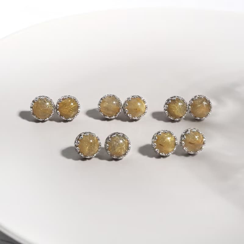 金絲縷 | 髮晶/金髮晶 / 水晶耳環 / 單件款 | 天然復古寶石耳環