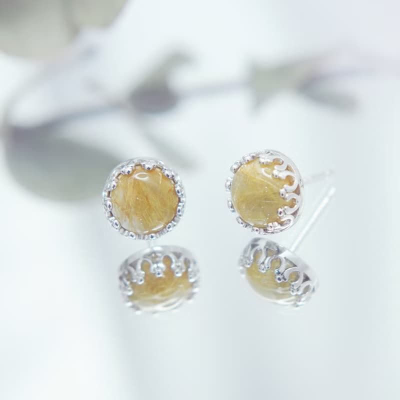 金絲縷 | 髮晶/金髮晶 / 水晶耳環 / 單件款 | 天然復古寶石耳環