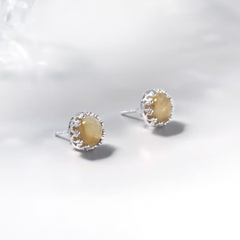 金絲縷 | 髮晶/金髮晶 / 水晶耳環 / 單件款 | 天然復古寶石耳環