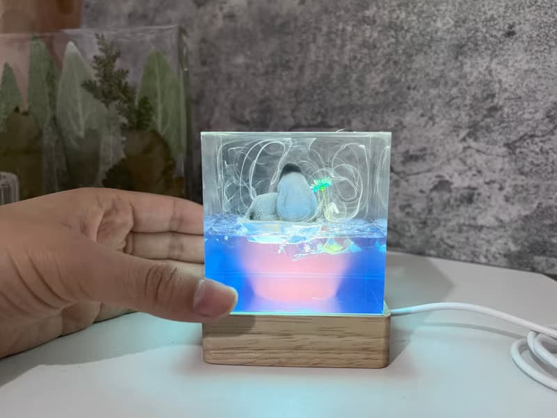 浮冰企鵝環氧樹脂工藝品/創意手工滴膠小夜燈