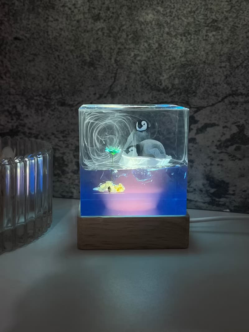 浮冰企鵝環氧樹脂工藝品/創意手工滴膠小夜燈