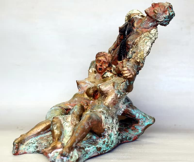 Sculpture of lovers Ceramic artwork Erotic sculpture Nude sculpture Erotic figur
