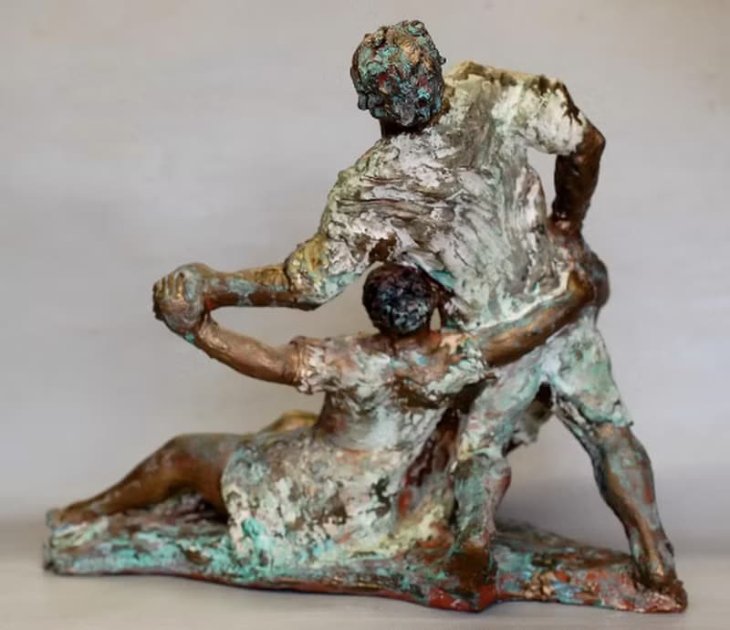 Sculpture of lovers Ceramic artwork Erotic sculpture Nude sculpture Erotic figur